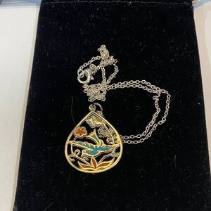 Artistic Silver and Multicolor Pendant Necklace